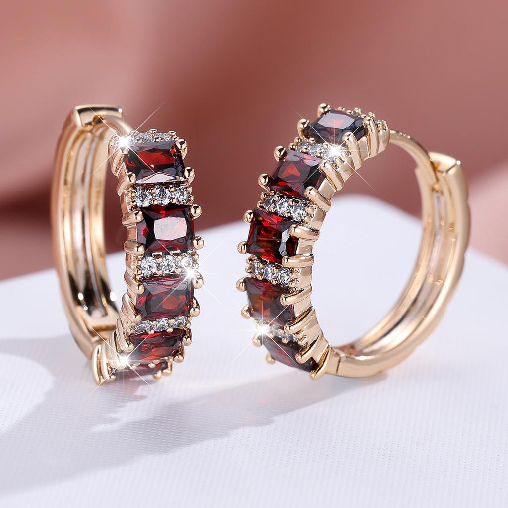 1 пара золотистых серег принцессы с квадратной огранкой, красных и зеленых камней, висячие серьги-крючки, свадебные украшения, подарки