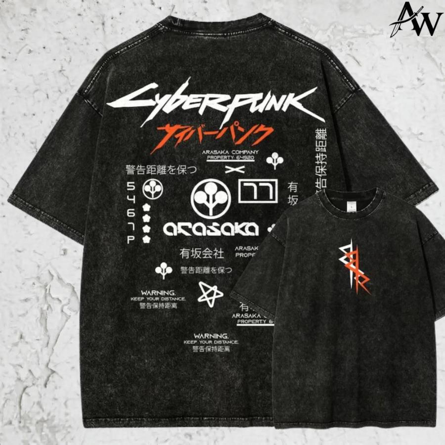 Винтажная стираная рубашка, Cyber Metal Phantom, Игровой мерч, Свободная рубашка из плотного хлопка, Уличная одежда, Графическая
