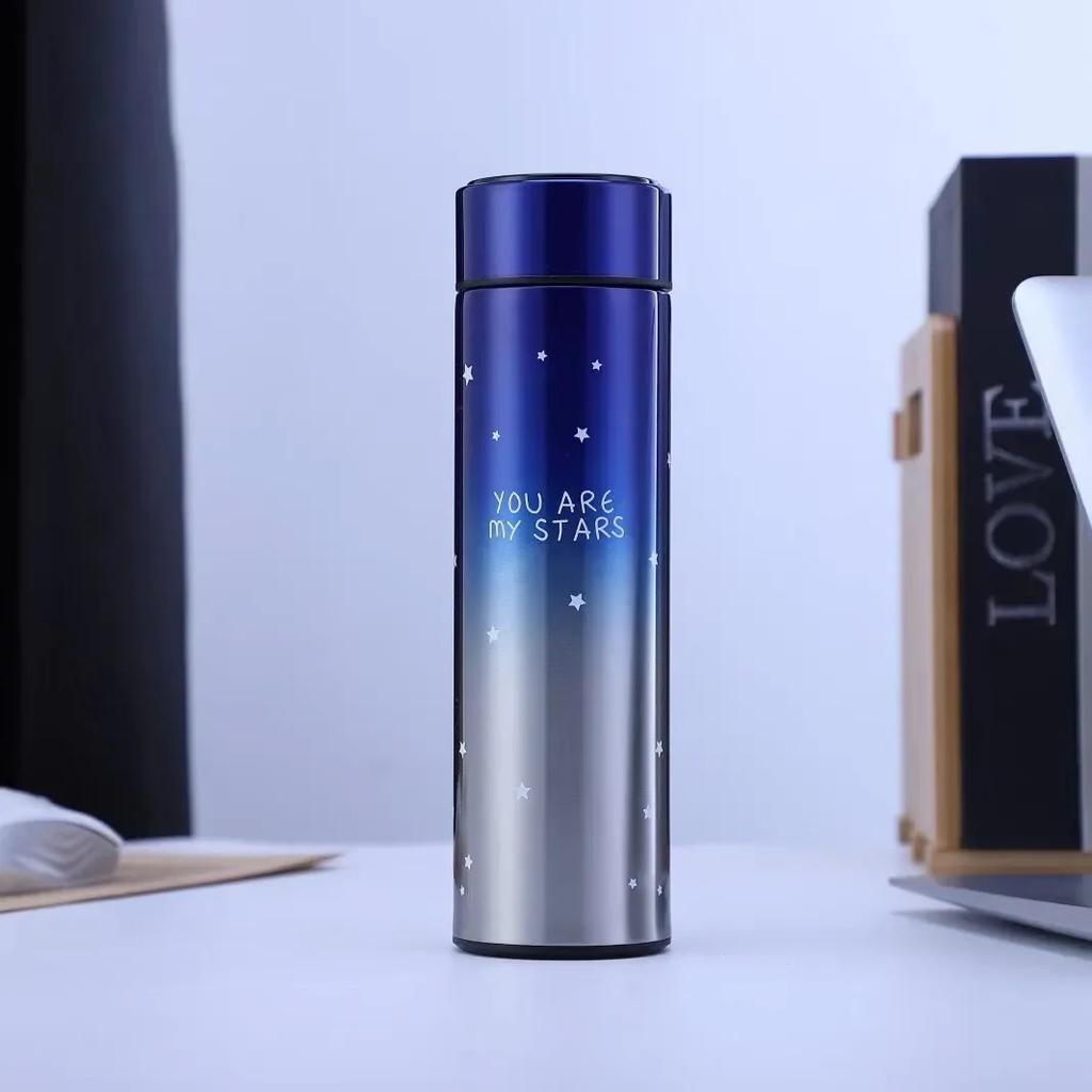 Градиентный цвет умная изоляция мини термокружка светодиодный цифровой дисплей температуры бутылка для воды нержавеющая сталь 500 мл