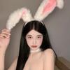Female Cute Girls Lolita Cosplay Headband Fluffy Plush Sweet Long Rabbit Bunny Ears Bandana Hair Hoop Cartoon Anime Headpiece