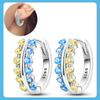 New S925 Silver Double Hoop Earrings Sparkling Pave Stud Earring Gift For Women Engagement Jewelry Anniversary