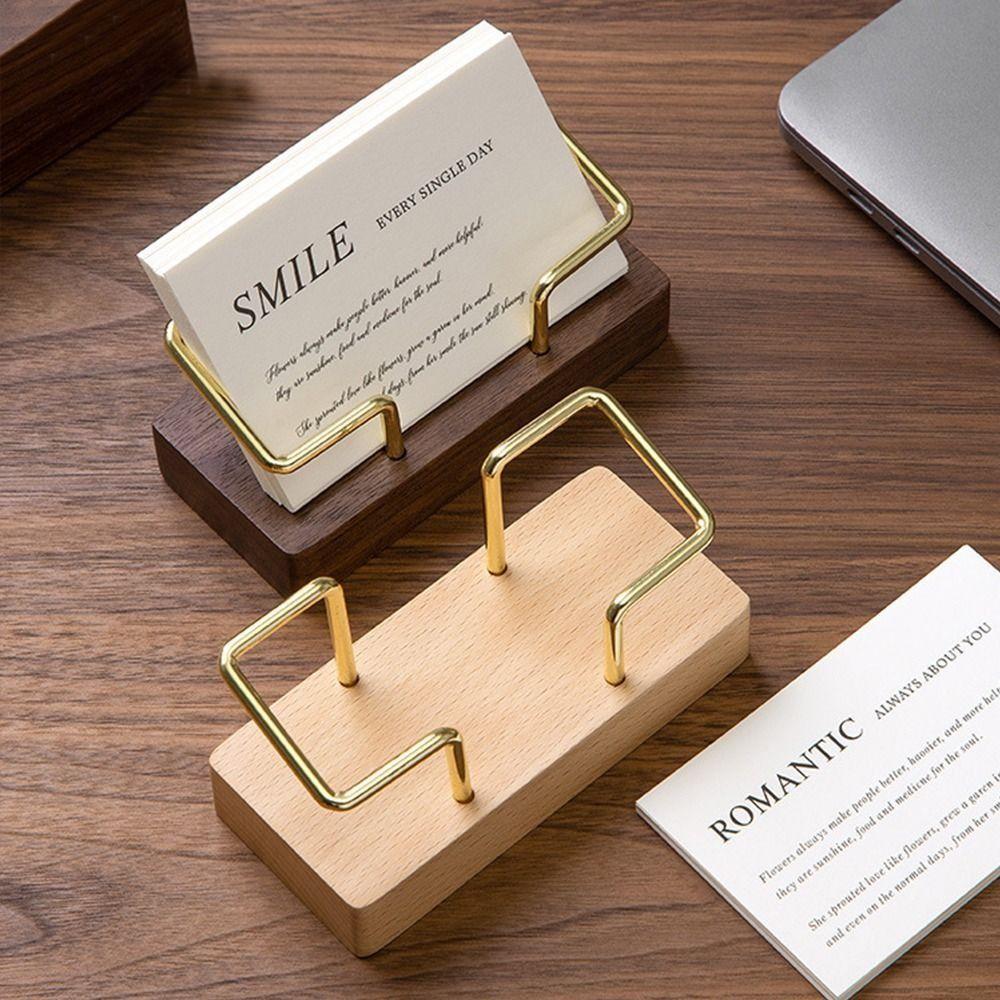 Walnut Wood Wooden Card Holder Tabletop Shelf Card Organizer Fashion Business Card Holder Manager