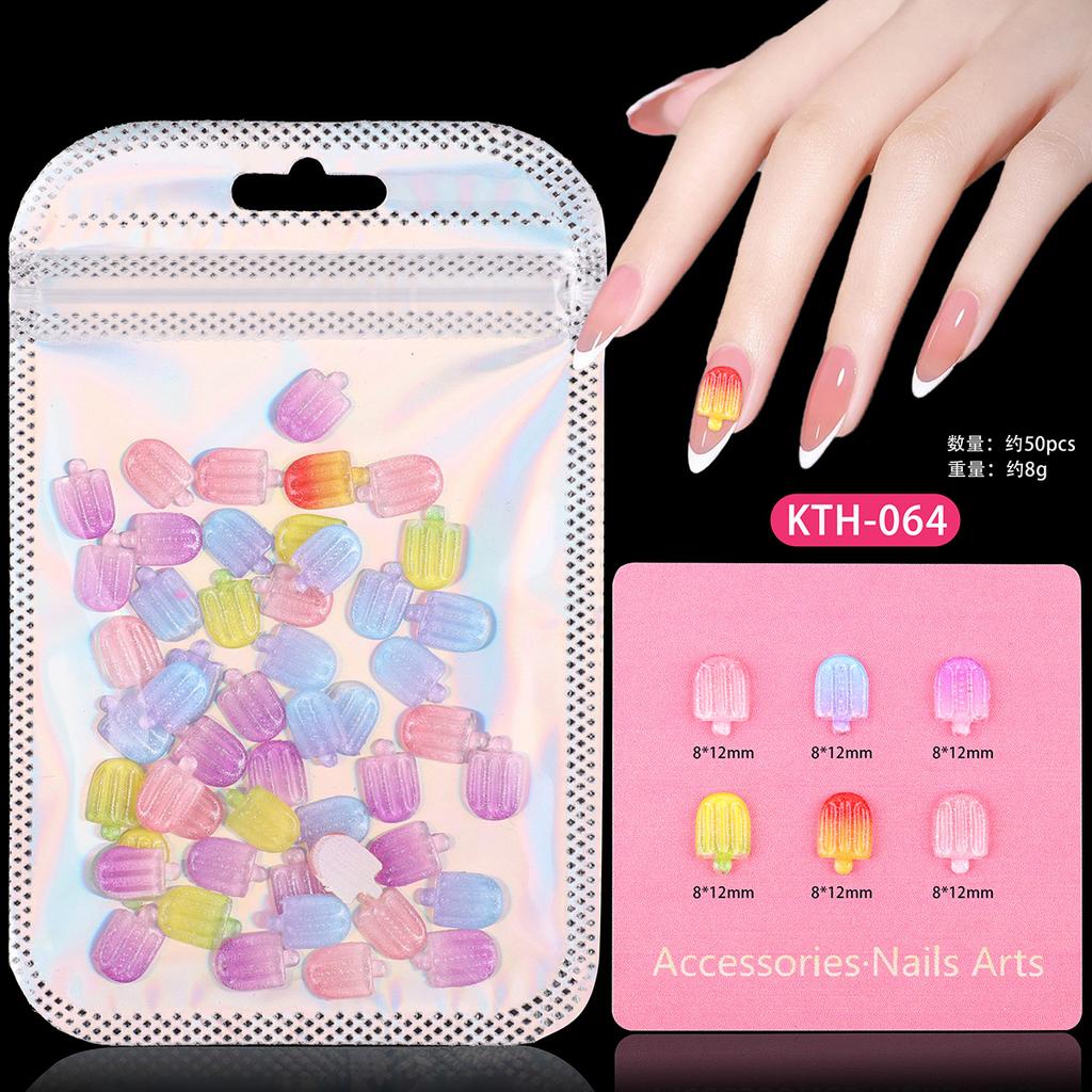Nail Art Sweet Small Fresh Three-Dimensional Resin Candy Cookies Donuts Ice Cream Ice Cream Mixed Wear Nail Accessories