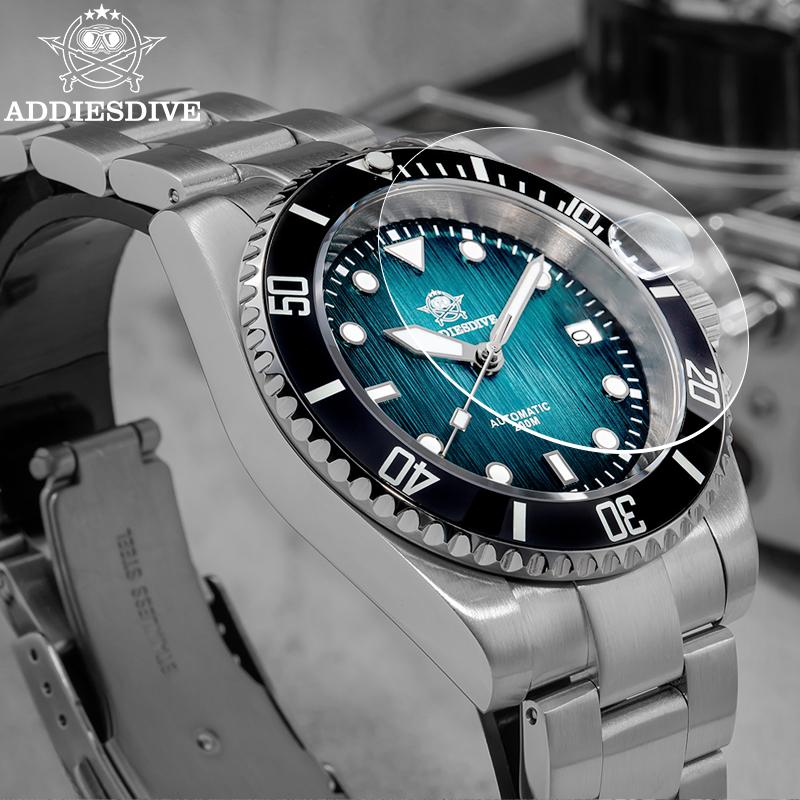 ADDIESDIVE Men Mechanical Wristwatch 41mm Stainless Steel NH35 Sapphire Glass Watches Reloj BGW9 Luminous Dive Watch AD2078