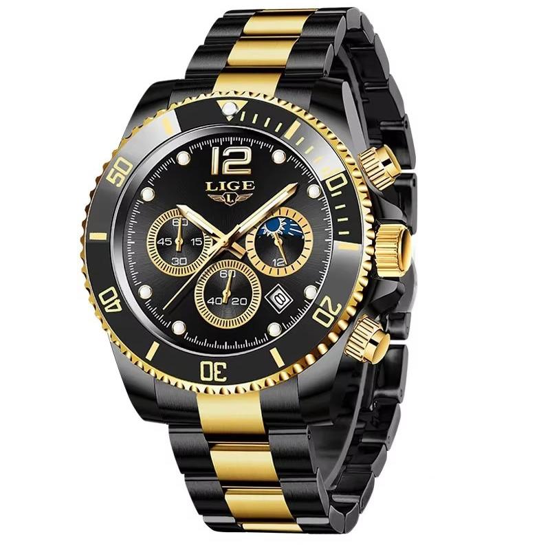 Mens Watches LIGE Top Brand Luxury Watch for Men Waterproof Sports Stainless Chronograph Quartz Wristwatch Relogio Masculino+Box