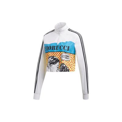 Футболка с графическим принтом Originals X Fiorucci Collaboration, укороченная с длинным рукавом и застежкой-молнией на половину длины, женская, белая FL4154