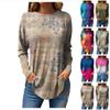 Футболки для женщин, осенний повседневный модный топ с длинным рукавом, пуловер с принтом, топ