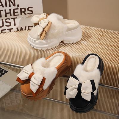 Хлопковые тапочки с толстой подошвой и теплым краем, женские зимние, для тепла и с бархатом для увеличения роста, домашние, для ношения в помещении и на улице, женские модели