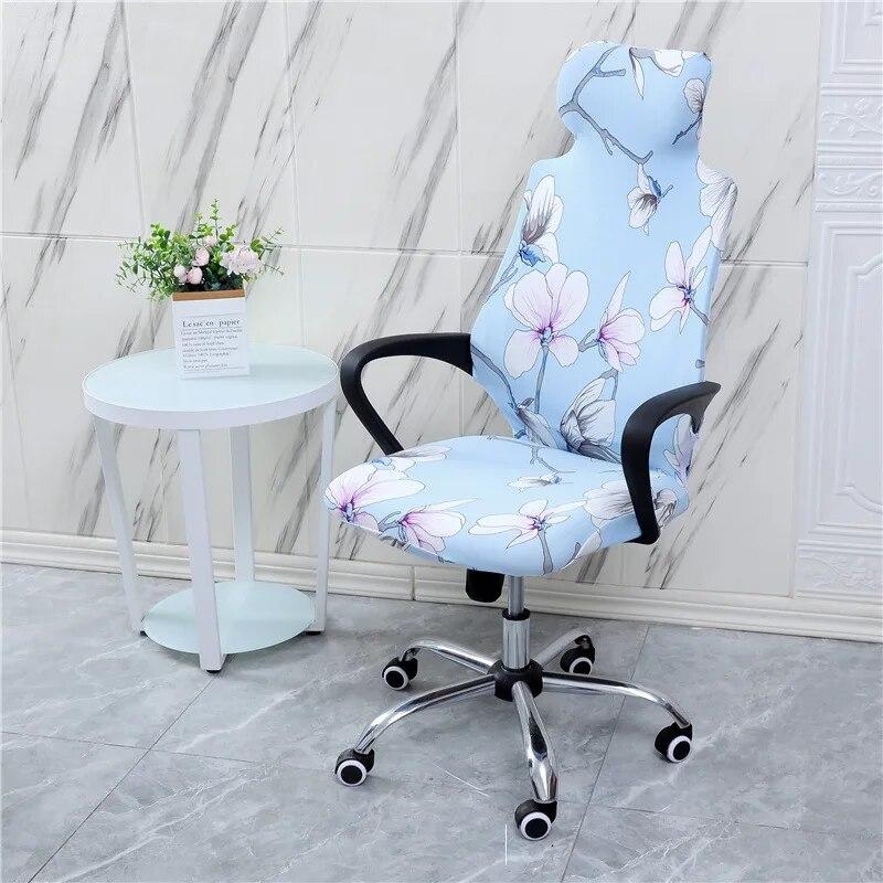 Stretch Game Chair Cover with Headrest for Office Internet Cafe Computer Armrest Gaming Chair Covers Printed Fabric Seat Case