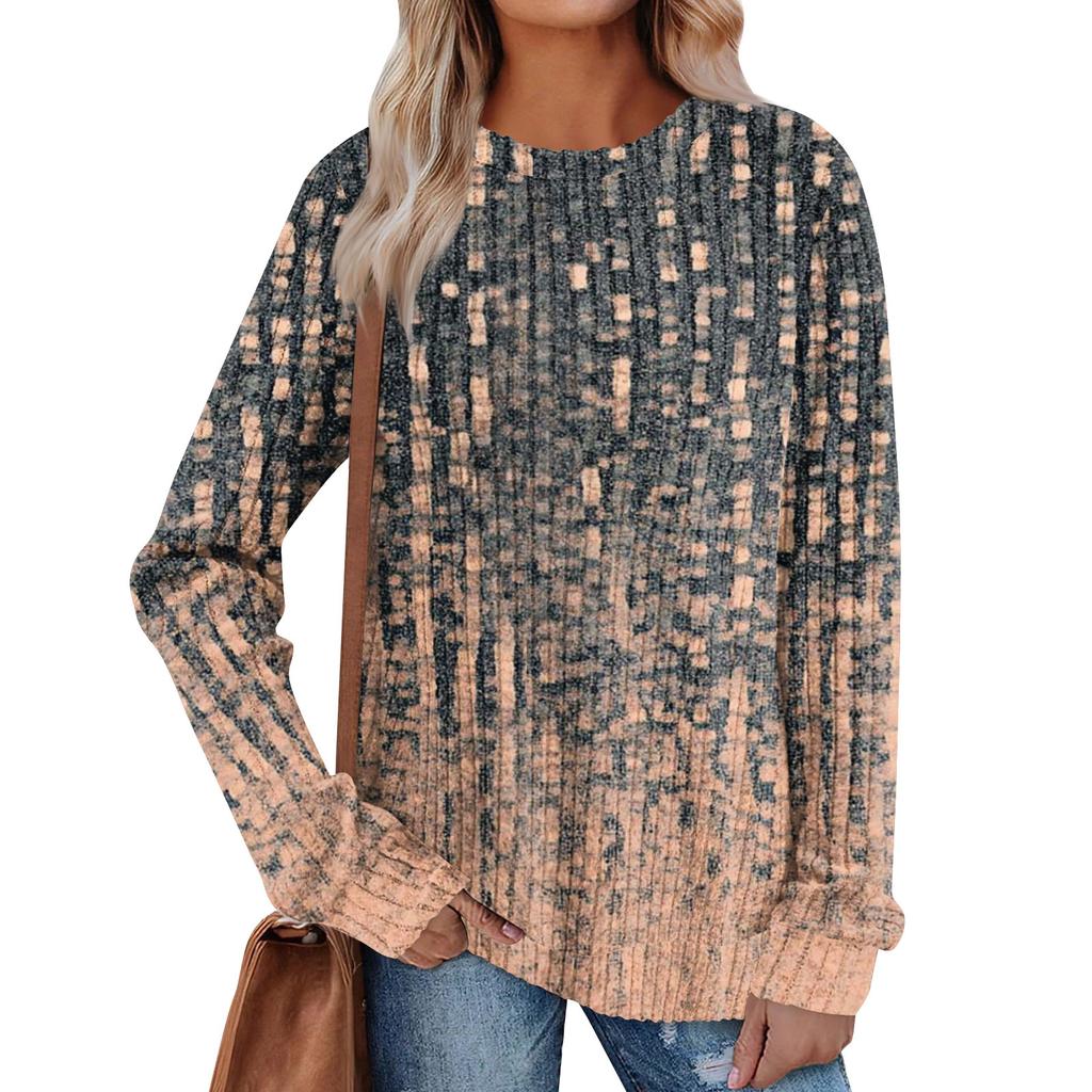 Женский принт Легкий Топ с круглым вырезом из матового хлопка