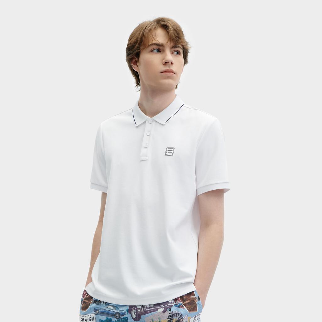 Fila Heritage Series Knitted Short Sleeve Polo Shirt Men Tops Standard-White F11M428119FWT