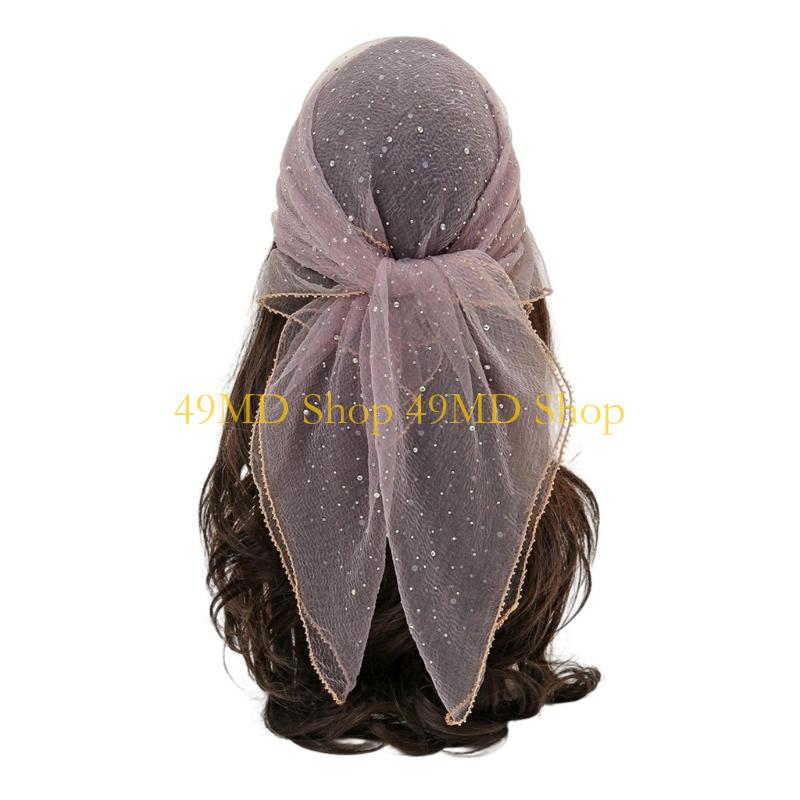 49MD Glittering Stone Headpiece Multipurpose Fashion Scarf Adjustable Design For Casual Ceremonial Event