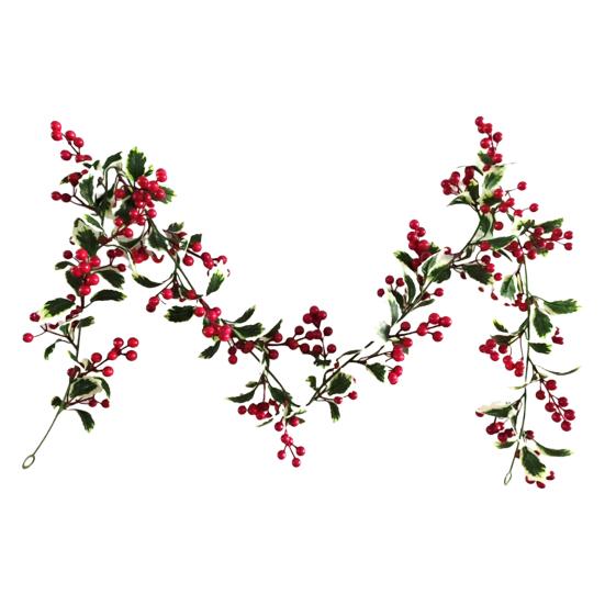 Рождественская искусственная гирлянда из ротанга с зелеными листьями и красными ягодами в помещении и на открытом воздухе, настенная подвеска, рождественские искусственные растения, украшение для праздничной вечеринки, реквизит для фотографий