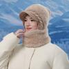 Флисовая Утепленная Вязаная Термошапка Женская Шерстяная Шапка Уличная Ветрозащитная Защита Шеи Цельная Шапка