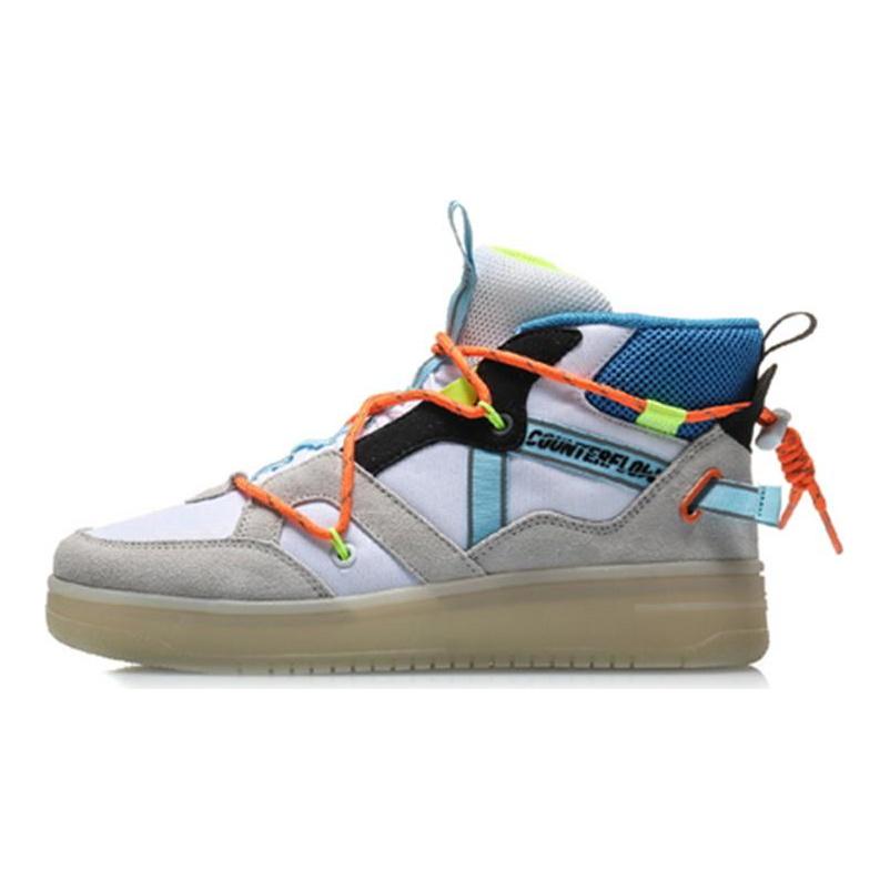 Li Ning CF Hunter Нескользящие Устойчивые к истиранию Высокие Кеды для Скейтборда Женские Бело-оранжевые AGCQ158-4