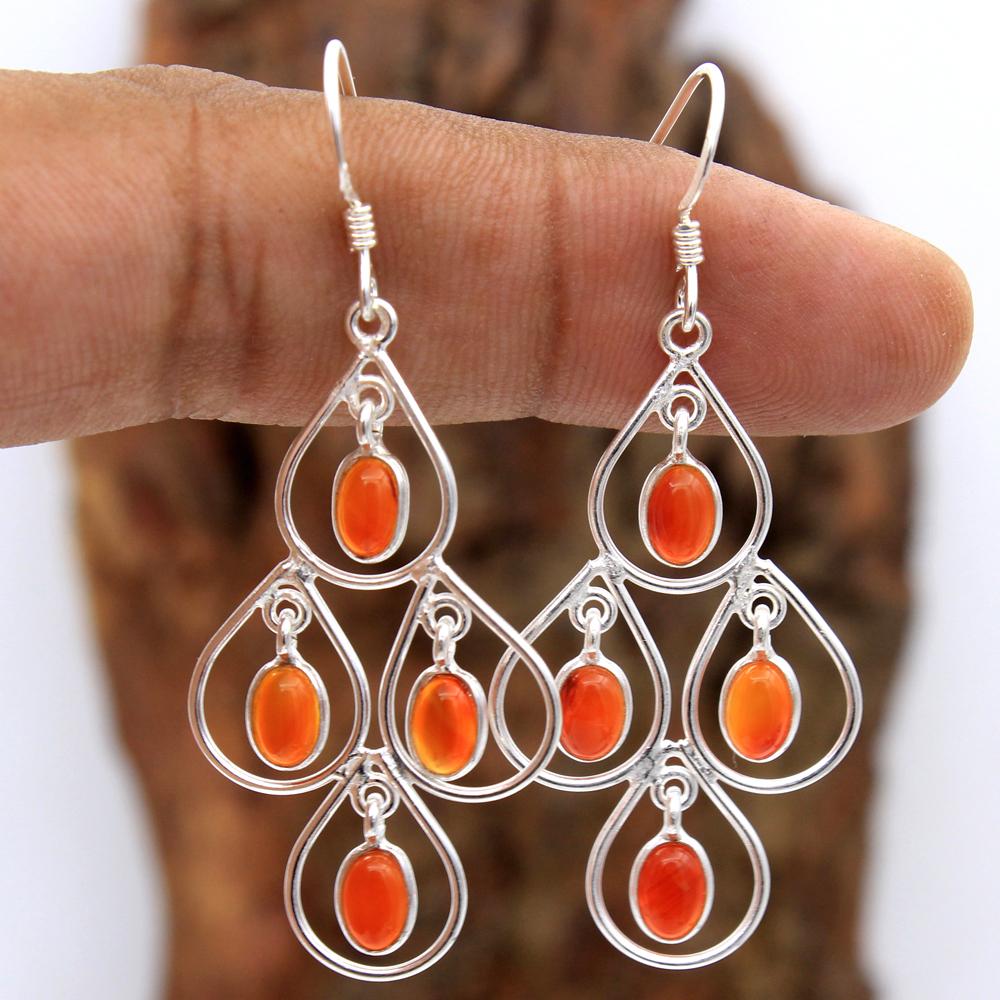Серьга-шарм из сердолика и серебра, Ювелирные изделия ручной работы из серебра 925 пробы, Ювелирные изделия с драгоценными камнями, Подарок для мамы, Эффектные украшения, Серьга-подвеска