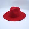 Women's Red Wool Felt Jazz Hat - Autumn Winter Retro Wide Brim