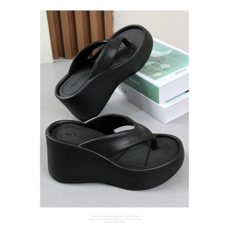 Бисквитные шлепанцы на толстой подошве Женская обувь Верхняя одежда Новые летние босоножки на танкетке Сандалии