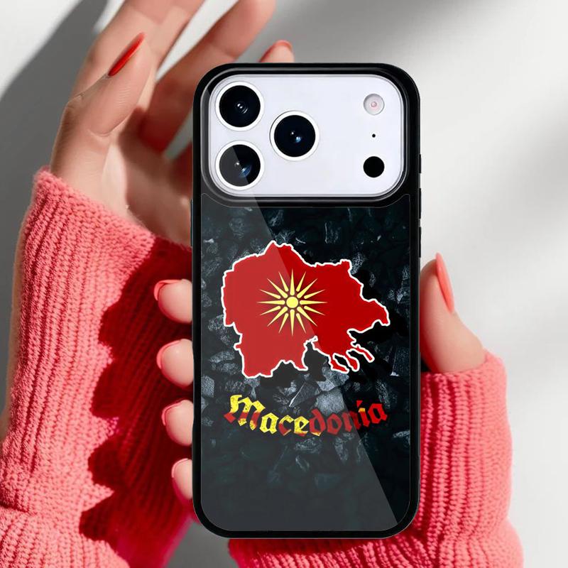 Чехол для телефона с флагом Македонии для iPhone 17 16 15 14 13 Pro Max Задняя крышка для 12 11 Pro Coque