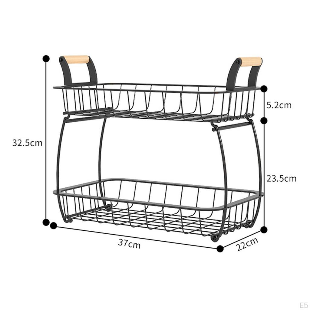 2 Tier Countertop Fruit Basket Bowl Stand for Kitchen