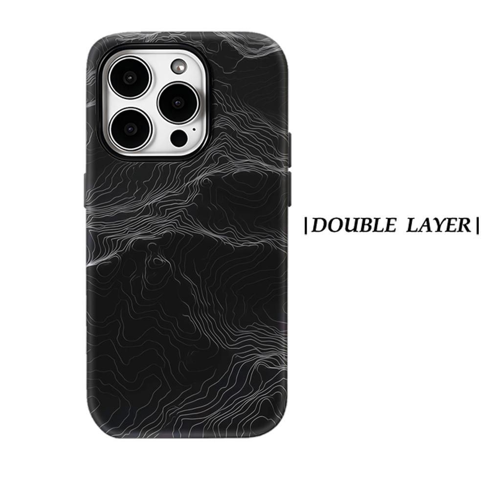 Чехол для телефона "Белые линии на черных волнах" для IPhone 17AIR 16E 16 15 14 13 12 11 17 Pro Max Plus Двухслойная задняя крышка