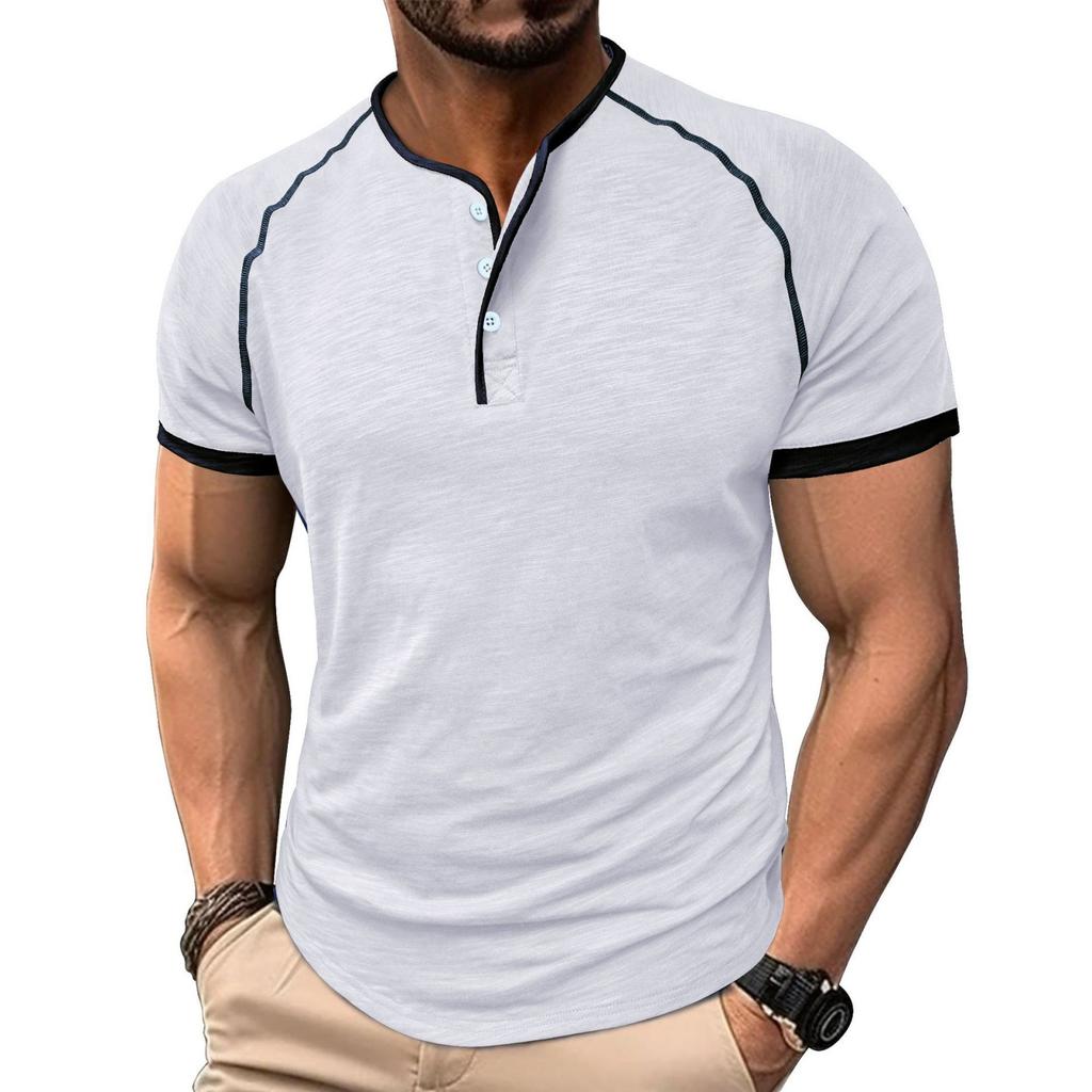 Men's Casual Color-block Sports T-shirt - Men's Round-neck Short-sleeved Top