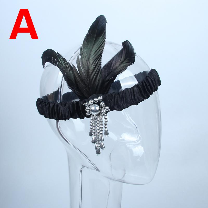 Women Hair Accessories Feather Headband Rhinestone Beaded Party Headpiece 1920s Vintage Gatsby MIT