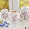 Cukierniczka Kwiaty Porcelanowa Cukiernica Pojemnik na Cukier z Pokrywką