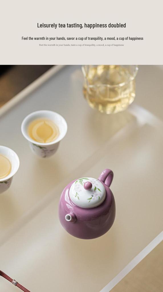 Guanlan Wisteria Ceramic Teapot: Elegant Hand-Painted Ladies' Tea Infuser Set for Kung Fu Tea Brewing