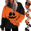Women's Fashion Loose Casual Daily Long Sleeve Hoodie Halloween Smile Print Sweatshirt Top