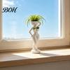 Layered Green Plant Landscape Pot Funny Female Figure Planter with Drainage Holes, Elegant Lady Flower for Small Windowsill Succulents, Lazy