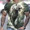 3D Tiger Print Short Sleeve O-Neck Men Summer Short Sleeve Pullover Oversized Casual