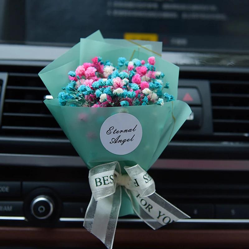 Сухоцветное украшение автомобиля, интерьерный зажим для вентиляционного отверстия, мини-букет, диффузор для автодухов, аромат, розовые аксессуары, подарок для девочек