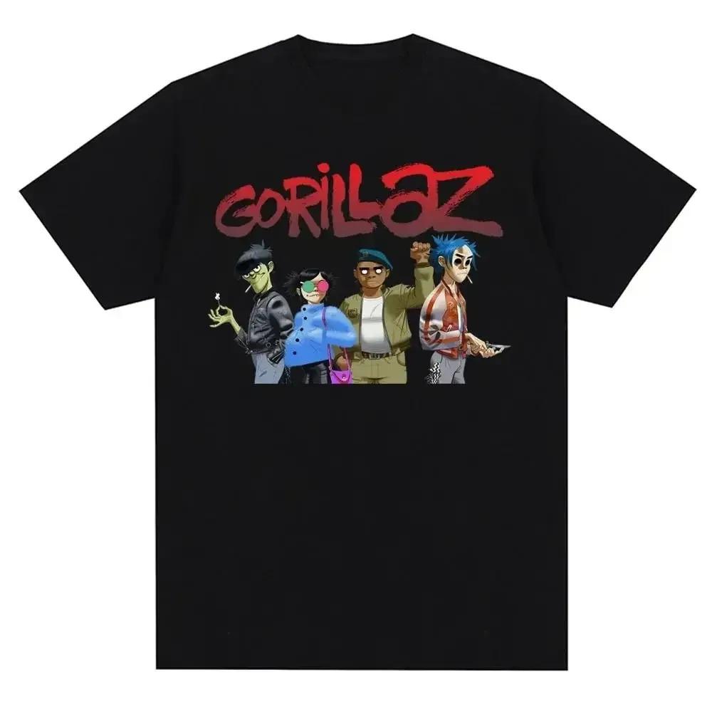 Музыкальная группа Gorillazs Панк-рок Принт Футболка 90-е Повседневная Мода Короткий рукав Футболка Унисекс