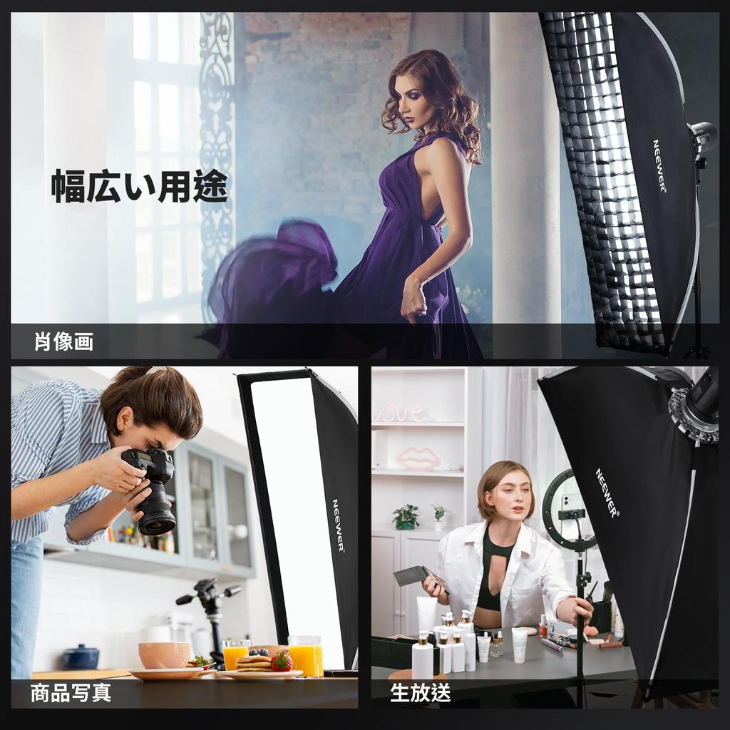 Прямоугольный софтбокс NEEWER 30x120 см, быстрая установка, быстрое складывание, крепление Bowens с совместимым видеосветом Godox Aputure 120d Q4, студийная вспышка NS17S