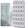 1x 24 Grid Wall-mounted Sundries Shoe Organiser Fabric Closet Bag Storage Rack Mesh Pocket Clear Hanging Over The Door Cloth Box