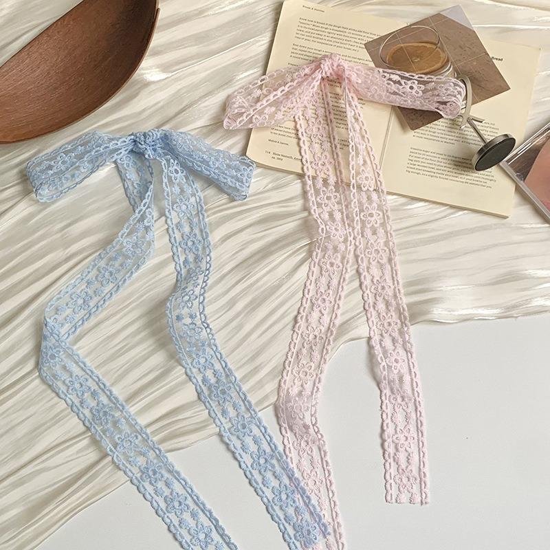 Lace Silk Scarf Premium Headdress DIY Bow Gift Packaging Clothing Accessories Ribbon Headscarf Headband Streamer