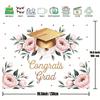 1 piece of polyester graduation flower background fabric, with pink flowers and green leaves - "Congratulations on Graduation"