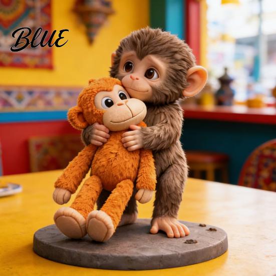 Украшение для спальни Обезьяна 3D-печатная фигурка Милая маленькая с плюшевой игрушкой Декоративная статуэтка Коллекционный орнамент для дома, офиса, гостиной