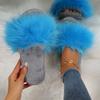 Fashion Slippers Women New Slides Casual Flat Low Heels Leisure Shoes for Women Solid Pink Blue Furry Fur Slippers Plus Size