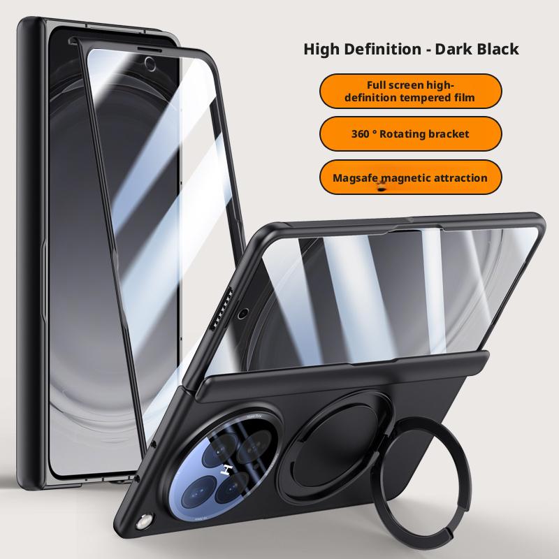 Чехол для Oppo Find N6, приятный для кожи, матовый, с магнитным креплением, вращающимся на 360° кронштейном, складным шарниром, с защитной пленкой для объектива, жесткий чехол