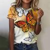 3D Print Butterfly T-Shirt For Women Colorful Pattern T Shirts Summer Fashion O-Neck Tops Personality Tees Street Short Sleeves