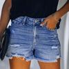 Женские джинсовые шорты с рваными краями и несколькими карманами, сплошной цвет, застежка-молния на пуговицах