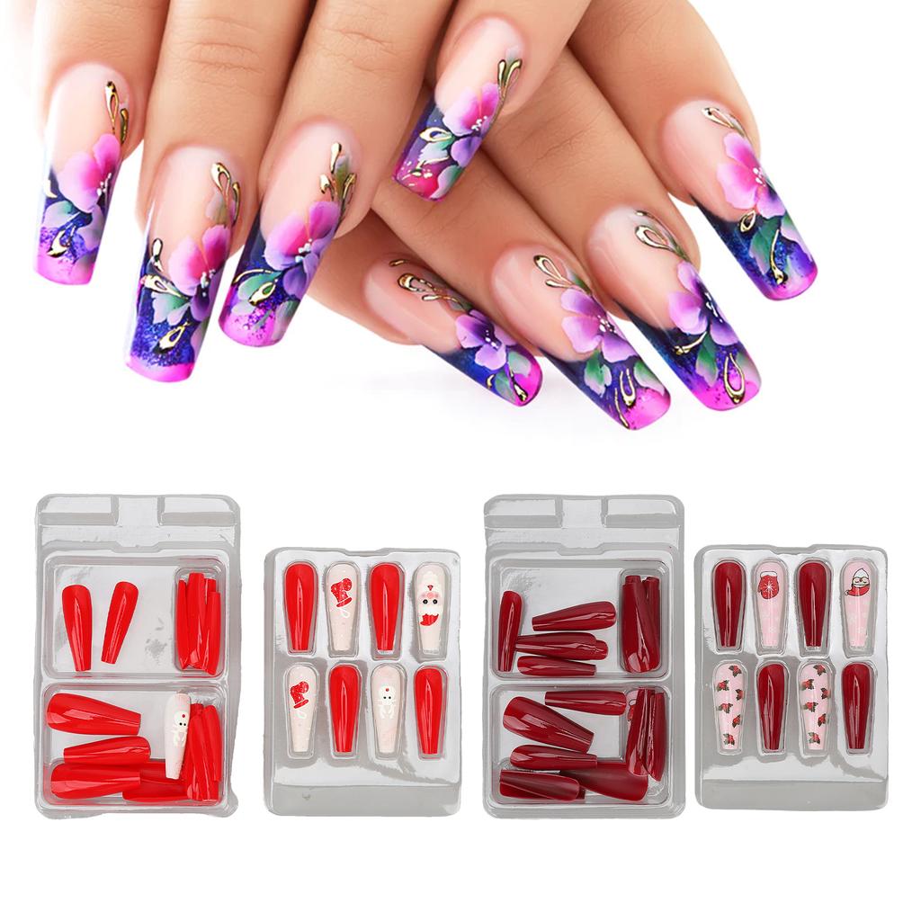 30 штук рождественские накладные ногти носимые самоклеящиеся полные обертывания искусственный лак рождественские накладные ногти