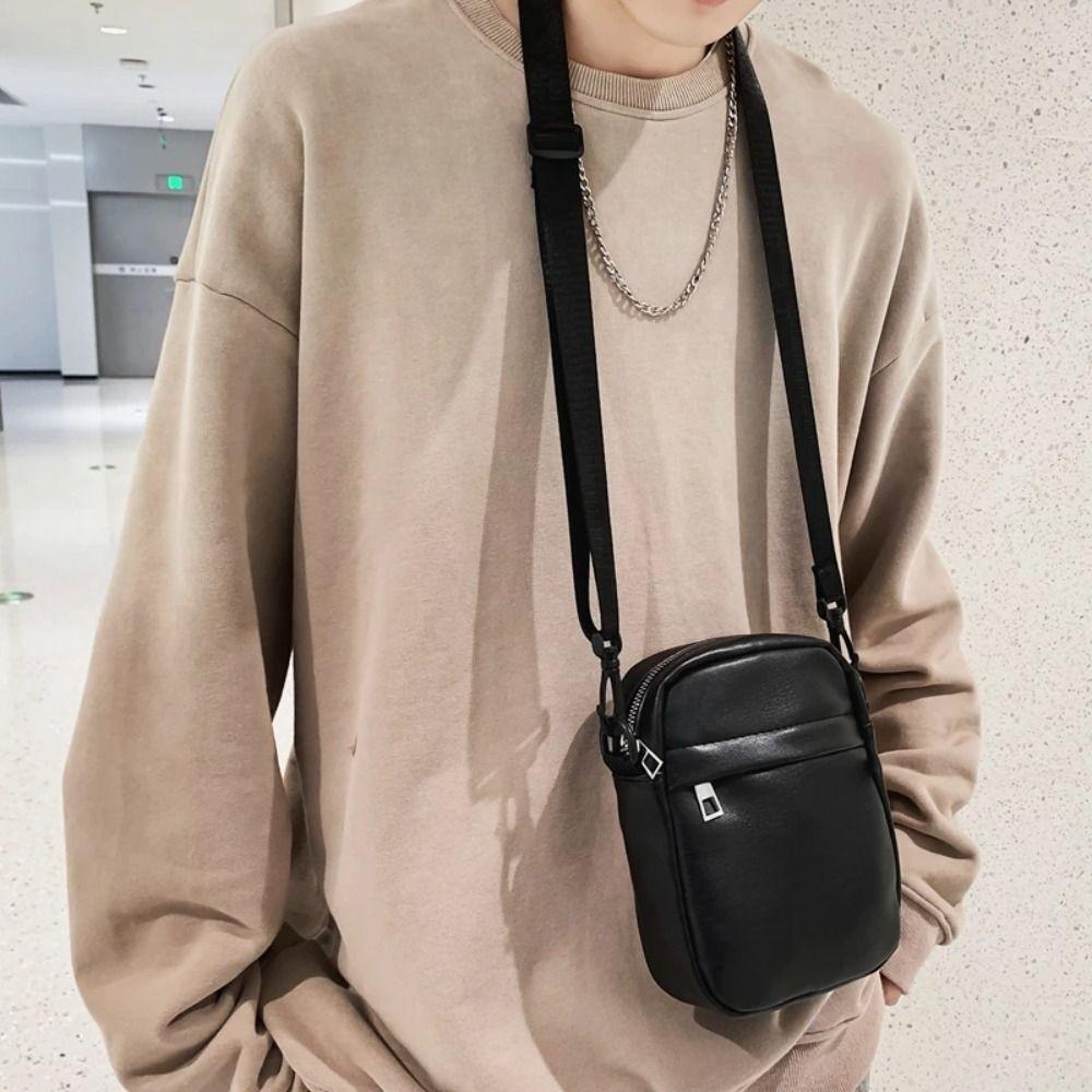 Корейский стиль мужские сумки-мессенджеры квадратная простая сумка для телефона повседневная ПУ сумка через плечо дорожная