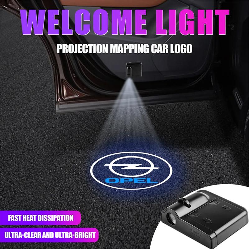 AAAEB1 Car Door Emblem Lights HD Welcome Lamp Wireless Laser Projector Accessories For Opel OPC Astra Insignia Corsa Mokka Vectra G H J