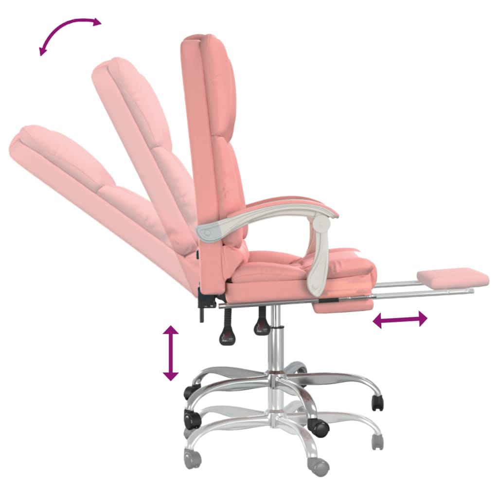 Office Chair with Massage Function Pink Artificial Leather