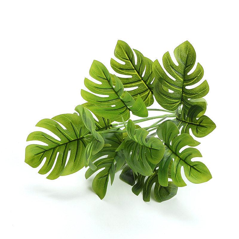 Artificial Pothos & Monstera Leaves Wall Decor for Living Room - Small Potted Greenery Arrangement