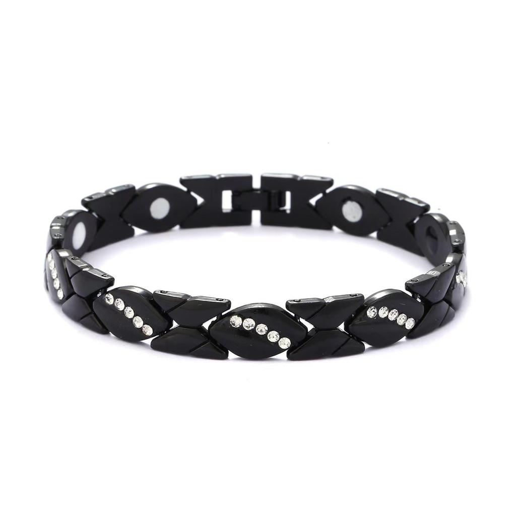 Ladies Detachable Energy Magnetic Bracelet Eco Friendly Rhinestone Adjustable Bangle