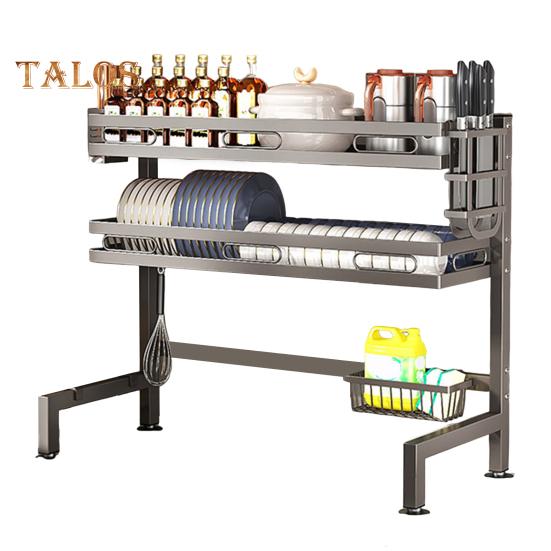 Стойка для хранения кухонной посуды, регулируемая длина, грузоподъемность 144 фунта, нержавеющая, легко моется, большая металлическая стойка для посуды